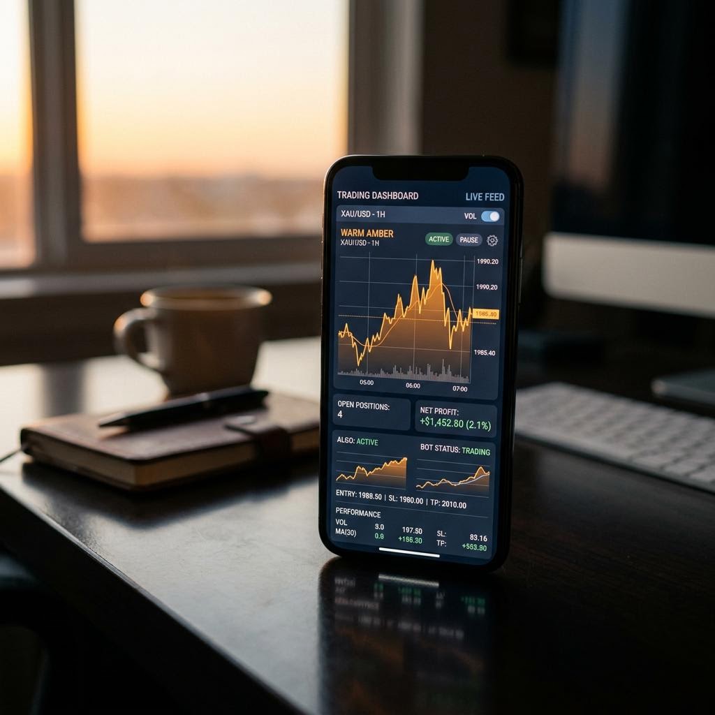 Tableau de bord de trading Aube Valésine affiché sur mobile